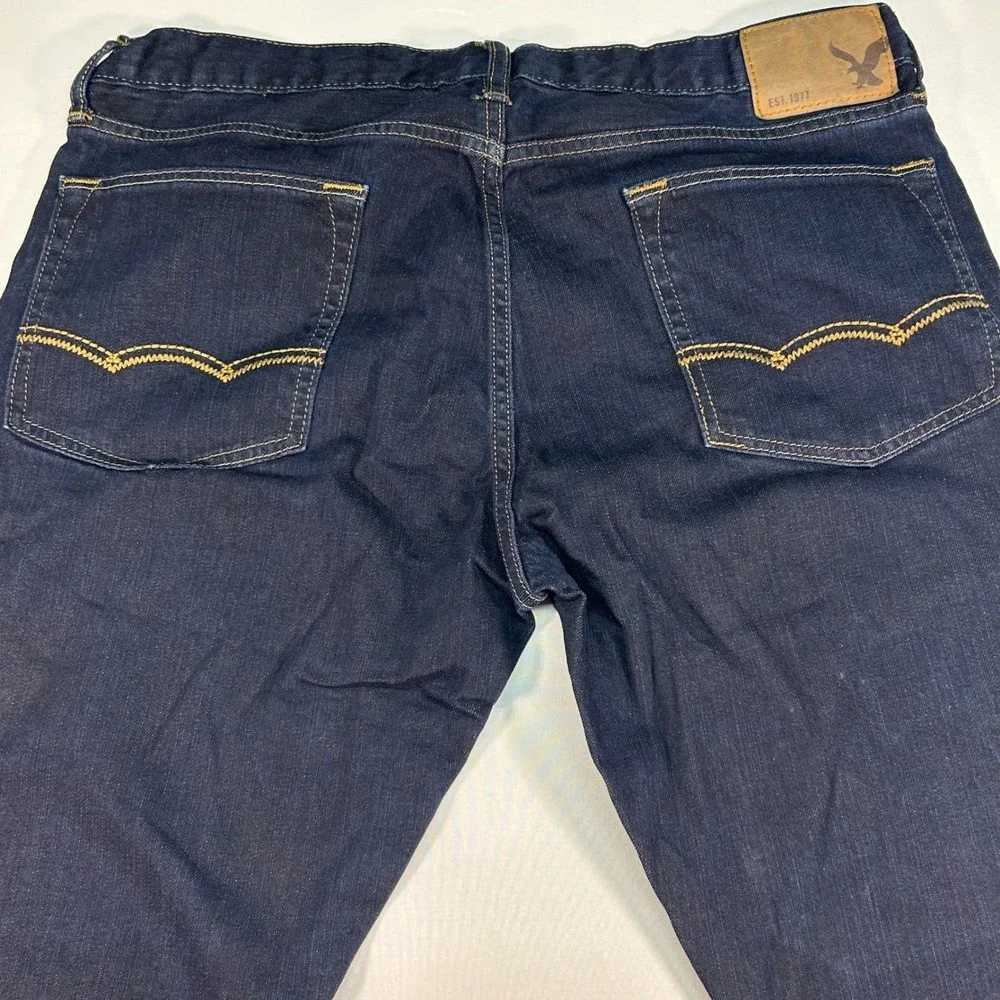 American Eagle Outfitters Slim Straight Dark Wash Jeans Mens 36x34 Stretch Denim